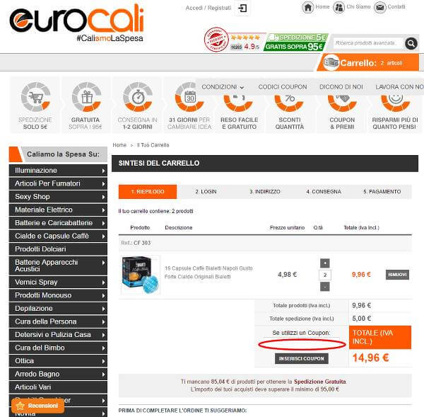 Risparmia con un codice sconto Eurocali