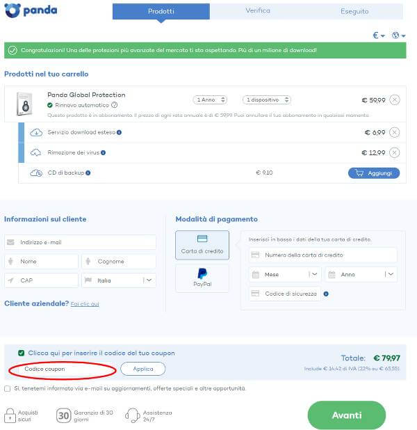 Risparmia con un codice sconto Panda Security