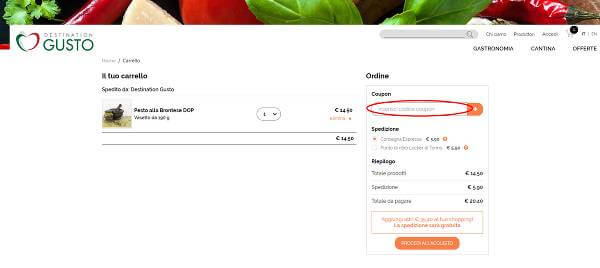 Risparmia con un codice sconto Destination Gusto