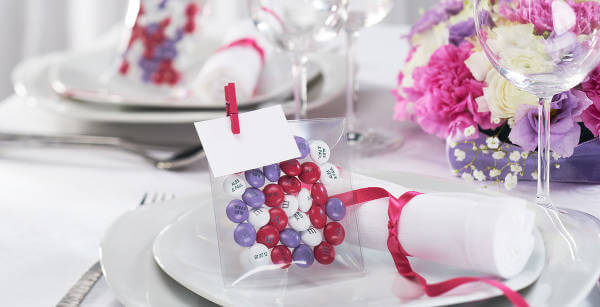 Esempio di confezione di My M&M's realizzata per un matrimonio