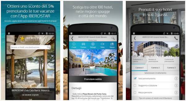 Screenshot della app di Iberostar